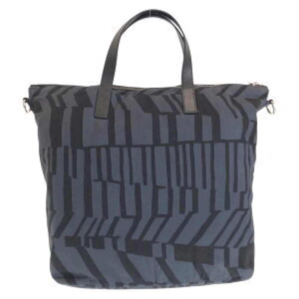 Prada leather canvas plate black gray logo tote bag shoulder triangular